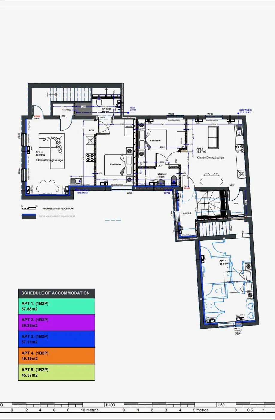 Ground-floor plan of the one-bedroom apartments at Lady Anne's Court